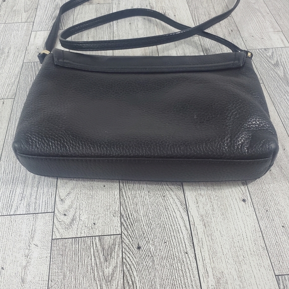Kate Spade New York Small Cross Body Purse Black Peddled Cow Leather Gold Logo - Picture 9 of 9